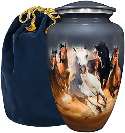 TruPoint Memorials Cremation Urns for Adult - detém 0,75 libras. Por mini urna, 2,75 x 1,75 mini urnas de cremação, urnas de lembrança com estojo e bolsas - cavalos.