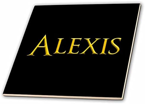3drose Alexis Nome masculino comum na América. Amarelo no Preto Preto - Tiles