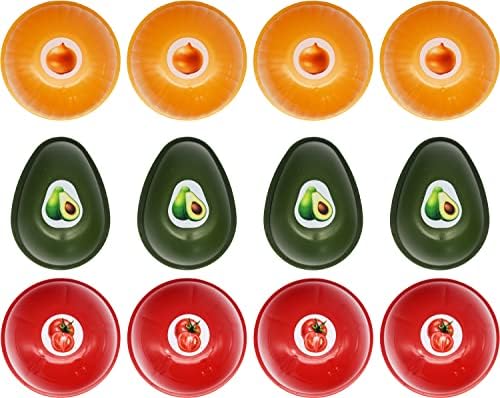 Conjunto de marcas de pato preto de 12 poupadores de alimentos - para tomates, cebola e abacates! - reduz a exposição ao ar e facilita o armazenamento