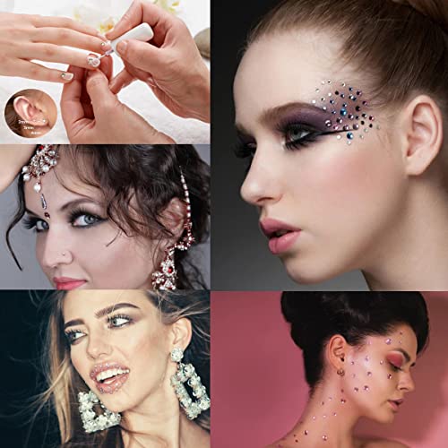 Kelaien 4 lençóis rosto gemas rosto jóias grudam para maquiagem do corpo do corpo gemas strass strasss adesivos autoadesivos strass para unhas cristal