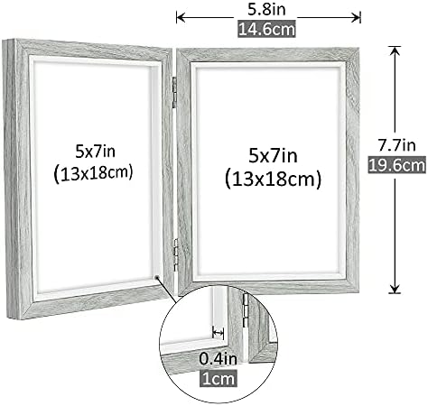 Afuly 5x7 Frame moldura cinza duplo de madeira articulações articulações 2 de aberturas mesa de mesa de mesa de mesa de fazenda