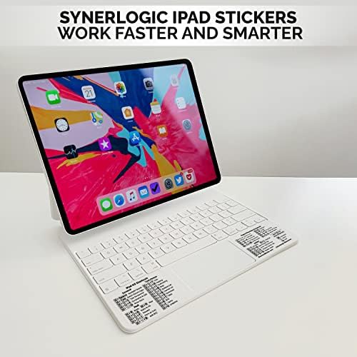 Adesivo de atalho de teclado synerlogic - compatível com o teclado ipad pro - adesivo laminado durável em 2 partes, adesivo