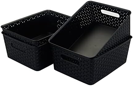 Cesta de armazenamento de plástico preto pekky, organizador de cozinha, 11,6 x9.1 x4.7 , conjunto de 4
