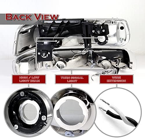 Q1-Tech, pares de casas cromadas LED LED DRL FARECLATE LIGHS Substituição para compatível com 1999-2002 Chevrolet