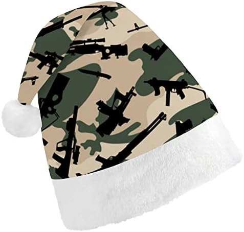 Padrão de camuflagem de armas chapéu de natal chapéu de santa para adultos unissex Comfort Comfort Classic Xmas Cap para férias