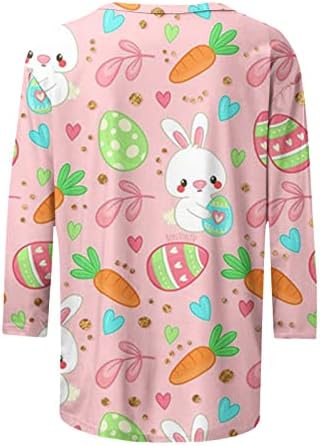 Presentes de Páscoa para meninas adolescentes casuais 3/4 camisetas de manga coelho camisetas estampadas de primavera