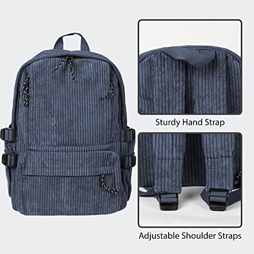 Karva Corduroy Backpack School Bag Bookbag Mackping para meninos Backpack leve para adolescentes
