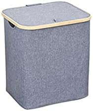 TJLSS cesta de lavanderia dobrável à prova d'água com tampa com alça grande cesta de armazenamento multifuncional sujo de bambu/brinquedos/detritos