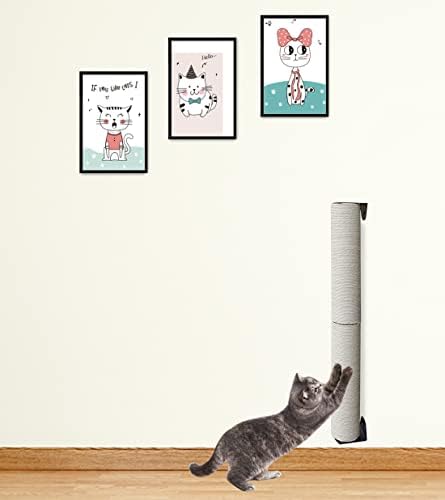 Moda de Lizi 31,8 polegadas Móveis de parede de gato Postagem de arranhões, prateleira de arranhão de gatos montados na parede,