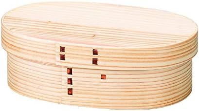 中谷 兄弟 Wappa Oval Bento White Lanch Box, 15 × 11,5 × 6cm, madeira lisa