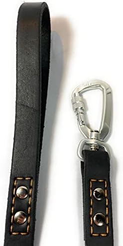 Entusiasta Gear Leather Dog Leash Com bloqueio de mosquetão | Frela forte e suave para treinamento e caminhada de