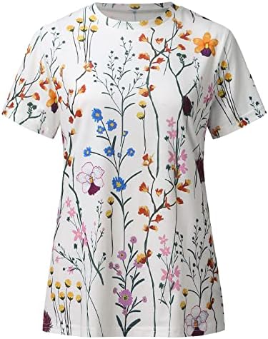 Verão feminino de manga curta pescoço flor de flor top t camisetas casuais camiseta feminina tops curtos mulheres tee