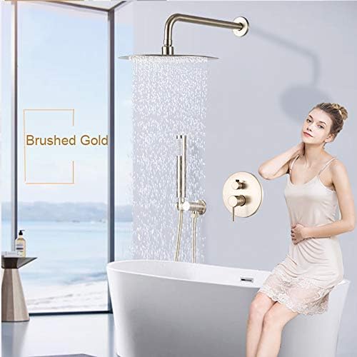 Sistema de chuveiro de ouro escovado montado no chuveiro escondido Conjunto de banho multifuncional Torneira de chuveiro