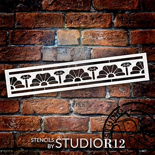Estêncil medieval de banda de broto de flores por studior12 | DIY Backsplash Pattern Home Decor | Craft & Paint Wood Sign | Modelo