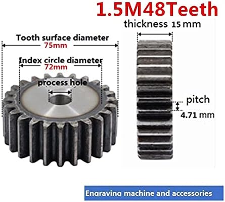 MKSIWSA Indústria 1pc 1,5m 48TEATH SPUR Gear Pinion 1.5modulus 48T Equipamento de redução do eixo