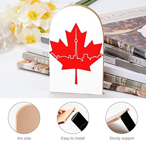 Maple Leaf Skyline Livro fofo Endswooden Bookends Holder for Selves Books Divisher Modern Decorative 1 par