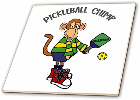 3drose engraçado macaco fofo jogando pickleball pickleball chimpic desenho - telhas