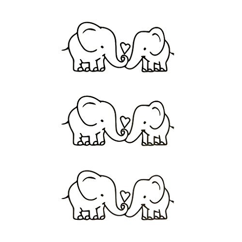 Oottati pequeno tatuagem temporária fofa dois elefantes