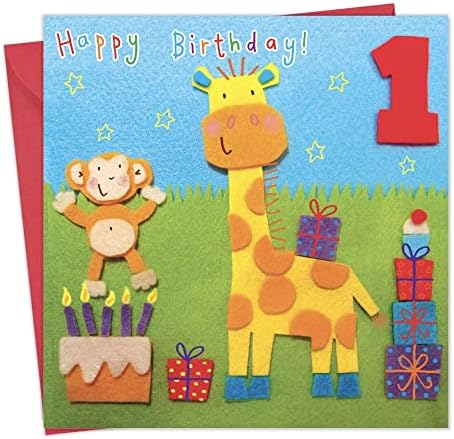 Twizler 1º cartão de aniversário girafa -idade de 1 cartão de aniversário –Girls Cartão de aniversário de 1 ida -cartão de aniversário