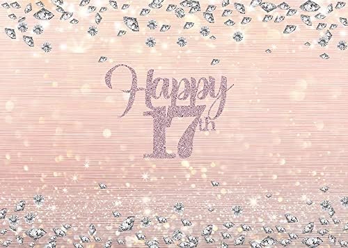 HUAYI FELIZ APREAÇÃO de 17º aniversário de 17º Antecedentes Doce menina aniversário Glitter Glitter Pink Champagne Diamonds Shimmer