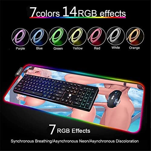 Mouse pads Anime Girl Game Mouse Mouse RGB LED XXL Gamer PC Computer Desk Mat Gaming Acessórios Carpet Mousepad Pad 39,37