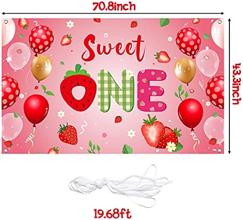 Osnie Strawberry Sweet One Cenário para meninas Frutas de verão Decoração de festa de morango Berry Banck Banck