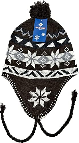 Gorro peruano chapéu de malha com retalhos de orelha, lã de inverno pom pom pom tout bico quente. Unissex para caminhada de snowboard de esqui