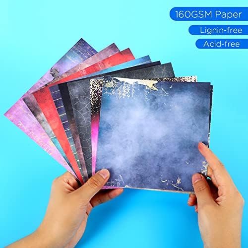 Papel de scrapbook yarumi 6 × 6, bloco de papel de scrapbook de um lado, 24 lençóis de papel de cartolina de papel scrap.
