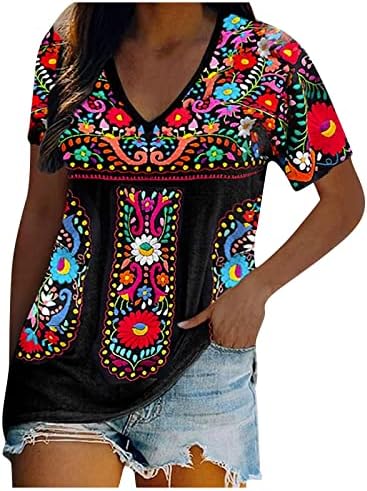 Tshirt da blusa para feminino outono de verão de manga curta 2023 Roupas v algodão gráfico de algodão 84 84