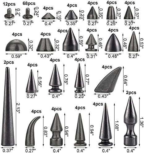 Yoranyo 80 conjuntos de picos de forma misturados e pregos de tamanhos variados de pico para roupas parafuso de metal de metal