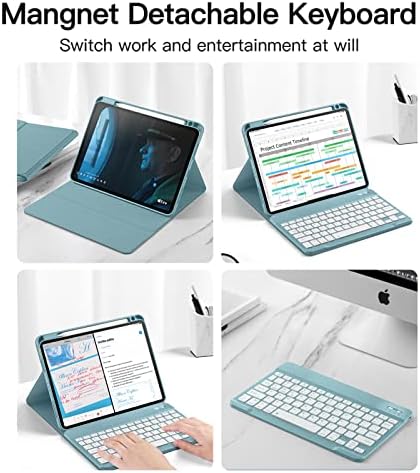 Caixa de teclado laetass com porta -lápis para iPad Pro 11 2021/2020/2018, cobertura de couro, teclado destacável magnético,