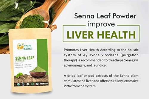 Herbs Botanica Organic Senna Leaf Powder | Cassia acutifolia | Ajuda o desconforto, os laxantes de constipação, a perda de peso