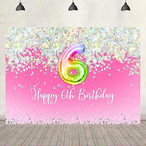 Ticuenicoa 5x3ft feliz aniversário de 6º aniversário para meninas diamantes rosa glitter sweet 6 bday fotografia background