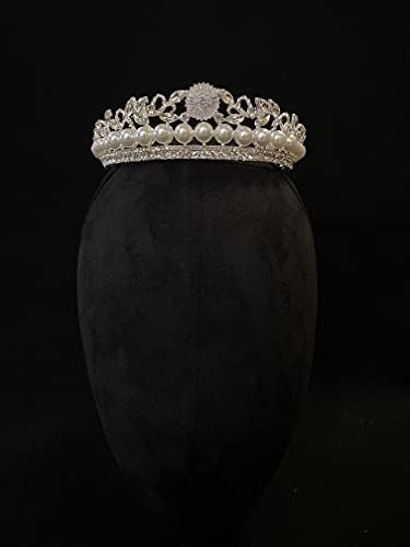 Mulheres Princesa Pearls Rhinestone Tiara Crown para festa de aniversário