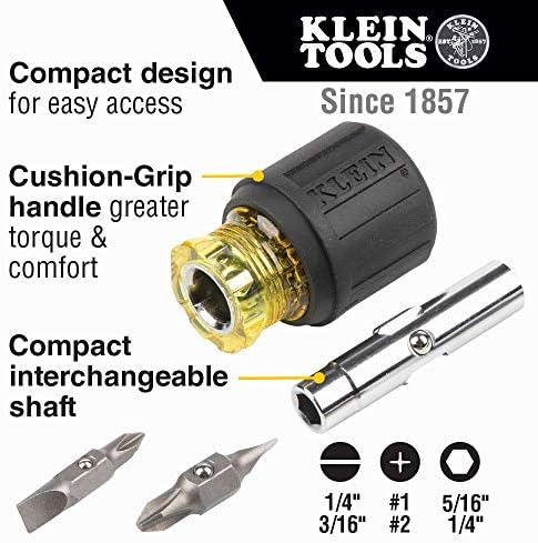 Klein Tools 80045 Chave de fenda e kit de ferramentas de driver de porca, 3 peças e 32900 Driver de impacto, 7 em 1 Soquete de flip de impacto com alça, 6 tamanhos de driver hexadecimal mais um suporte de bit de 1/4 de polegada