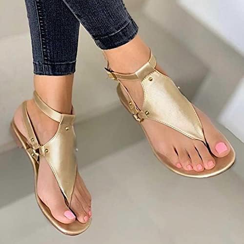 Sandálias de calcinha kingtowag para mulheres sapatos de dedo do pé aberto sandálias de praia plana senhoras fivela tira chinelos de sapatos sandálias de jóias para mulheres