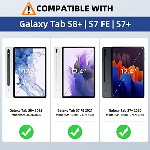 O caso Moko se encaixa no Samsung Galaxy Tab S8 + 12,4 2022 / TAB S7 FE 12,4 polegadas 2021 / Tab S7 Plus 12,4 2020 Com o suporte
