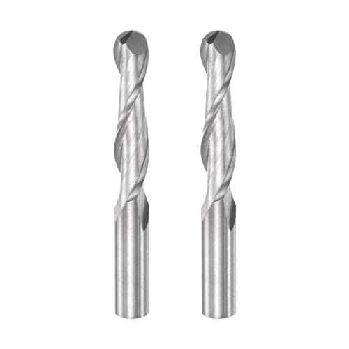 Harfington 2pcs Ball Nariz Fim Mill de 4 mm de diâmetro 42mm Comprimento de corte 4mm Haste de alta velocidade 2 flautas