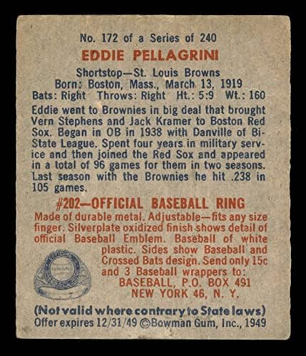 1949 Bowman 172 Eddie Pellagrini St. Louis Browns VG/Ex+ Browns