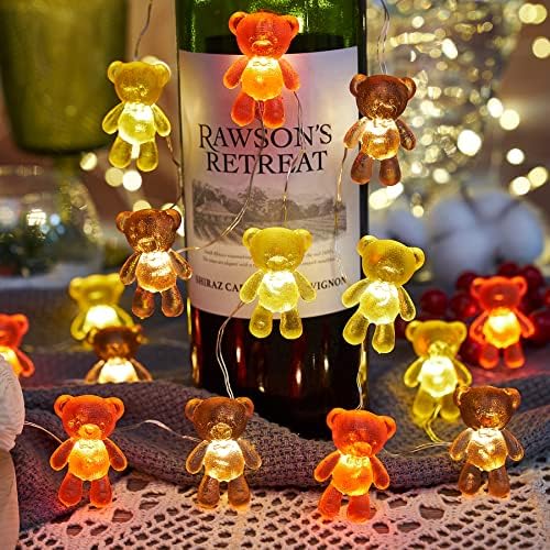 Teddy Bear Decorative Fairy String Lights Cute Bear Decor Gifts For Kids Girls Mulher Mulher 8,5 pés 20Leds Bateria operada