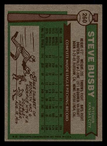 Baseball MLB 1976 Topps 260 Steve Busby ex excelente Royals