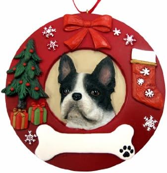 E & S Pets Boston Terrier Ornamento de Natal personalizado