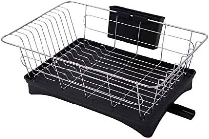 Sdgh rack de prato de camada única - caixa de armazenamento de cozinha de secagem multifuncional, rack de coleta de pratos e pauzinhos, preto