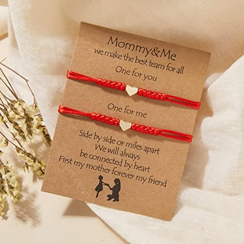 RINHOO Amizade Lucky Red String Bracelets for Mother Filha Bracelets Set para 2 mamã