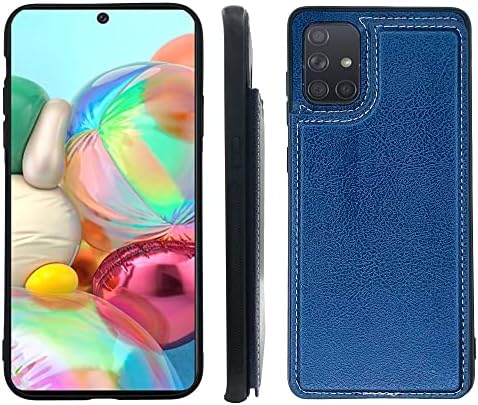 DSWTENY Compatível com o estojo Samsung Galaxy A71 4G com acessórios de células de barraca de cartão de crédito de couro de couro, capa de telefone flip para glaxay A 71 Gaxaly 71A S71 A715F Mulheres Blue Blue