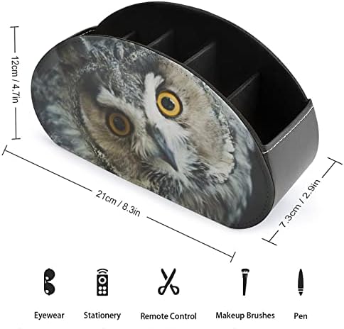 Amarelo Owag Owl Printing TV Remote Organizer Box Control Titulares PU couro 5 Compartimentos Contêiner de armazenamento