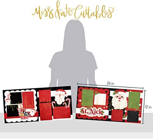 Dois layouts impressos - Ho Ho e St. Nick - 2-2 Página 12 x12 Kits & Bonus: 2 Duplicate 6 x6 Layouts - 80lb Papel Especialty - Designs de Natal exclusivos - Por Miss Kate Cuttables