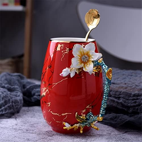 Zhuhw esmalte o esmalte de grande capacidade de cerâmica colher de água xícara de caneca doméstica nórdica copo de escritório