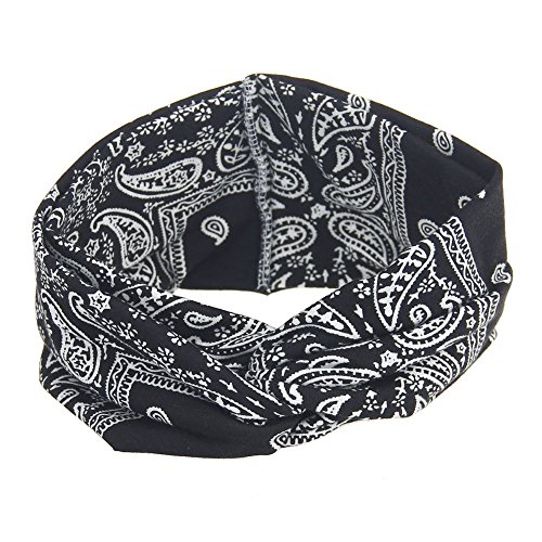 Dinprey variado Paisley impressão de faixas de cabeça de nó de bandana larga Bandana