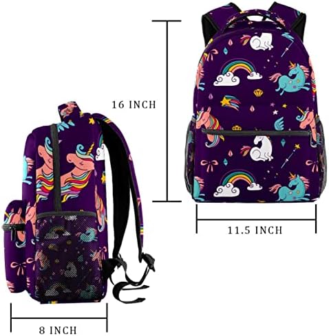Colorido unicorn havor de diamante estrelas padrões de mochila bolsa de viagem para adolescentes meninos 29.4x20x40cm11.5x8x16